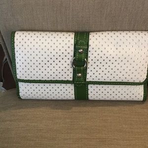Green and white wallet